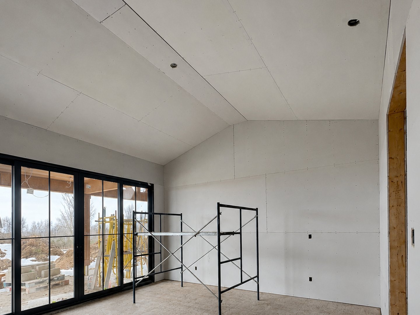 Drywall hung and ready for taping